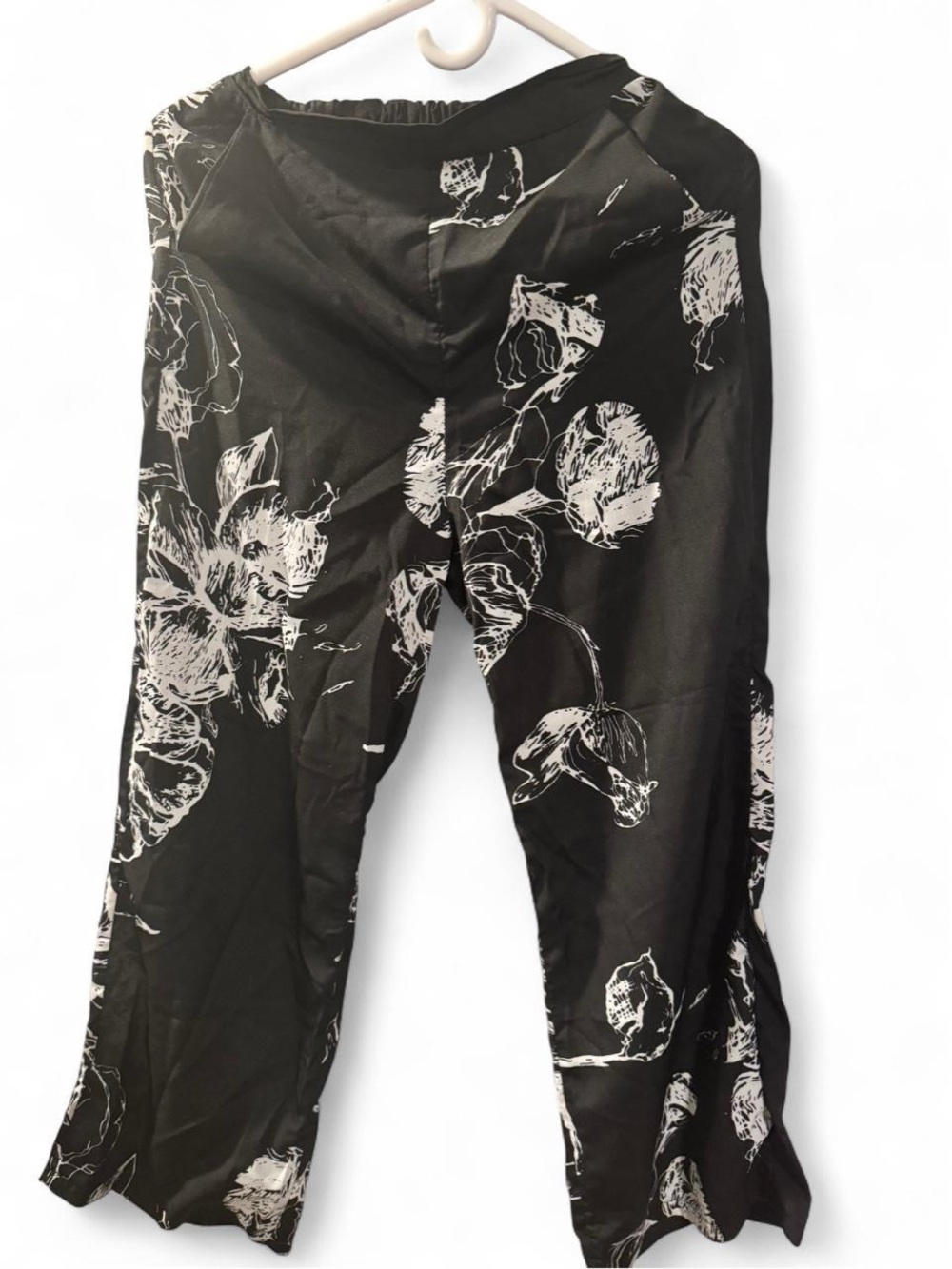 Black Floral Wide-Leg Pants - Women